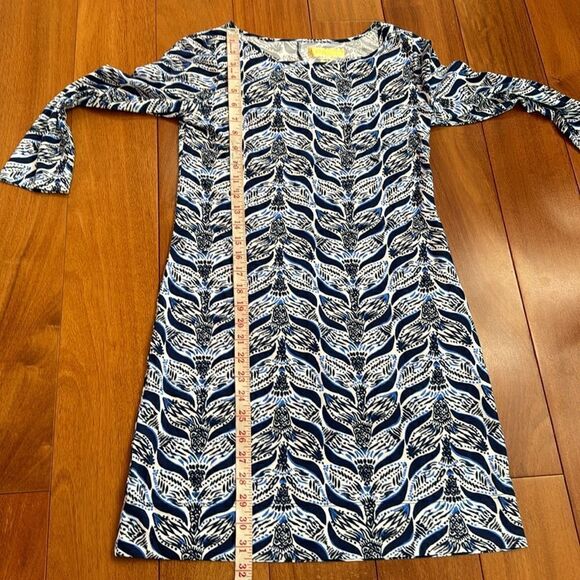 Lilly Pulitzer Pima Cotton Shift Dress Blue Mermaid's Tail 3/4 Sleeve size XS - Picture 10 of 10